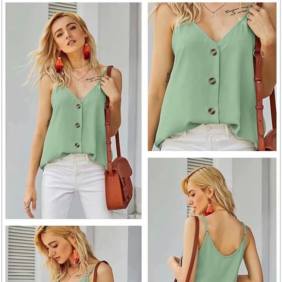 NWOT Button Down Strappy Top - Picture 2 of 4